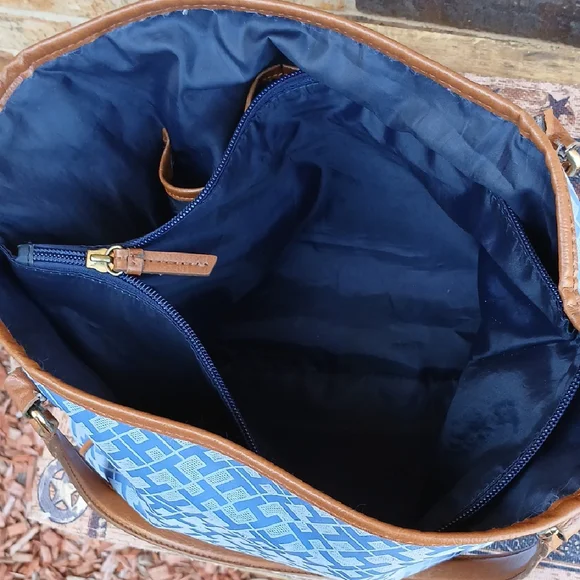 Tommy Hilfiger Blue and Brown Tote Bag - Picture 11 of 16